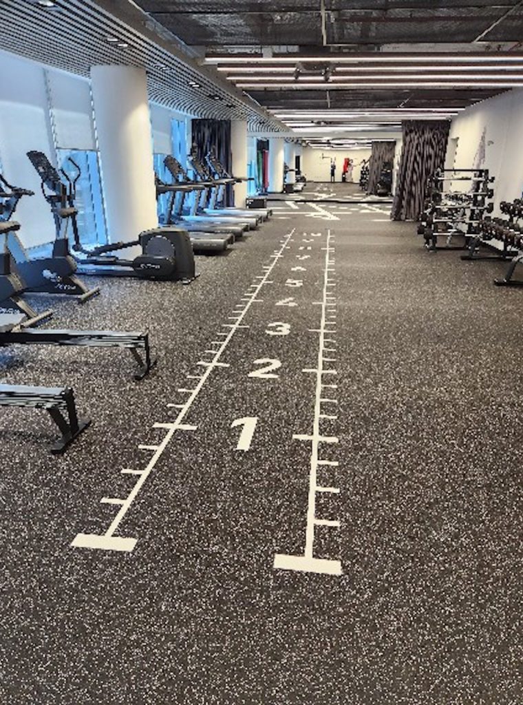 rubber flooring with line marking 1